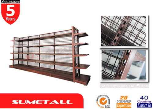 China Metal Gondola Store Shelving / Department Store Shelving With Wire Mesh Panel supplier