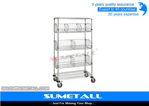 China Rolling Metal Storage Shelves With Wheels supplier